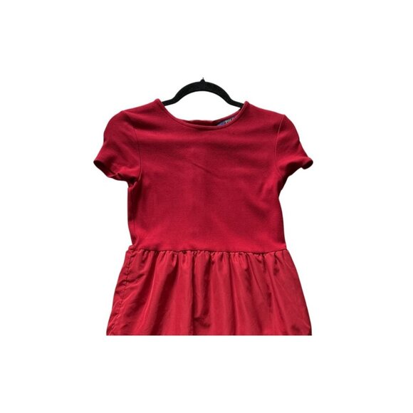 Polo Ralph Lauren Girls XL Red Short Sleeve Dress Gathered Skirt Back Button - Picture 2 of 8